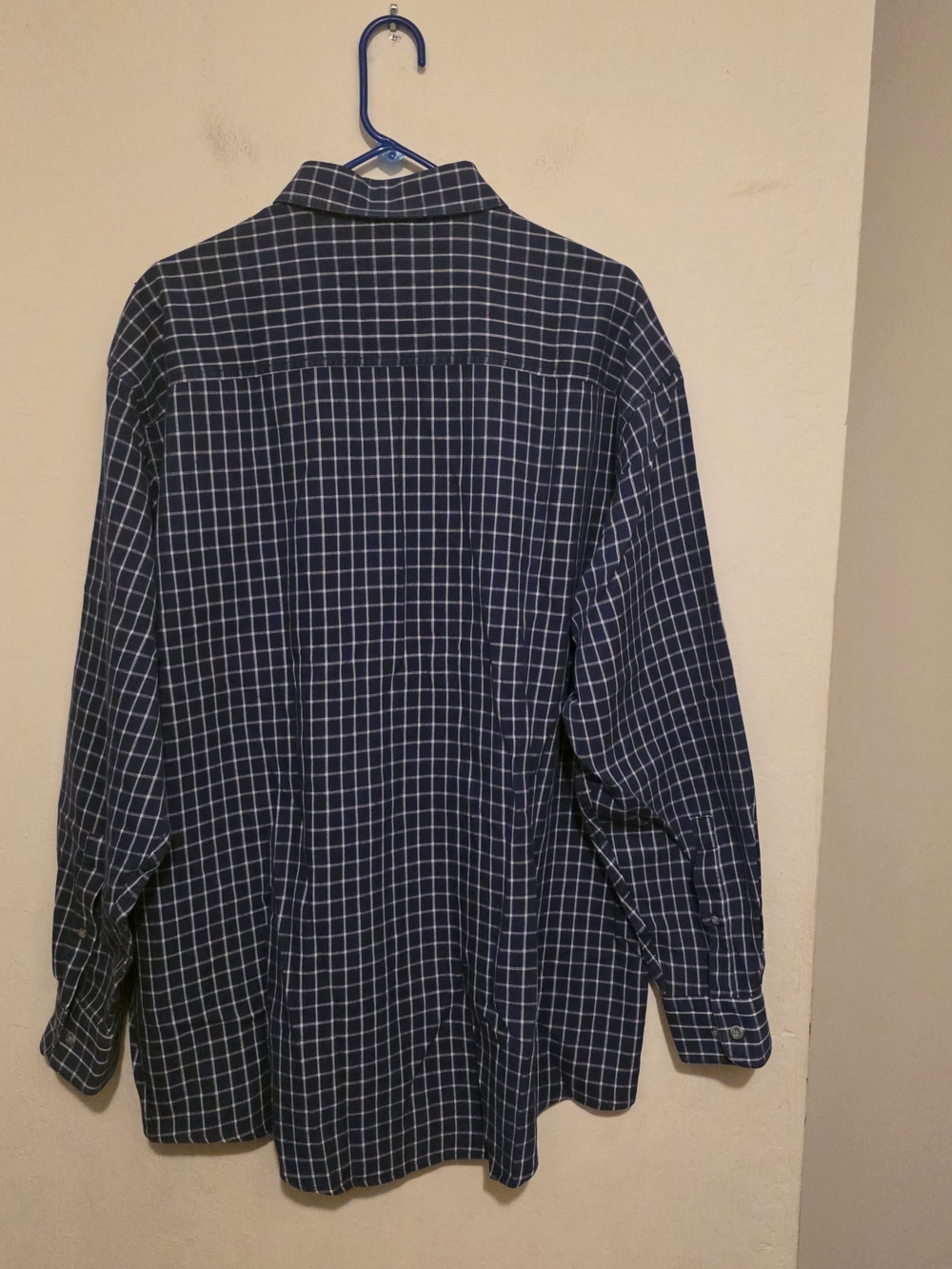 Savane Deep Dye No Wrinkles Indigo Check Men's Button Down Shirt Size L - Picture 2 of 9